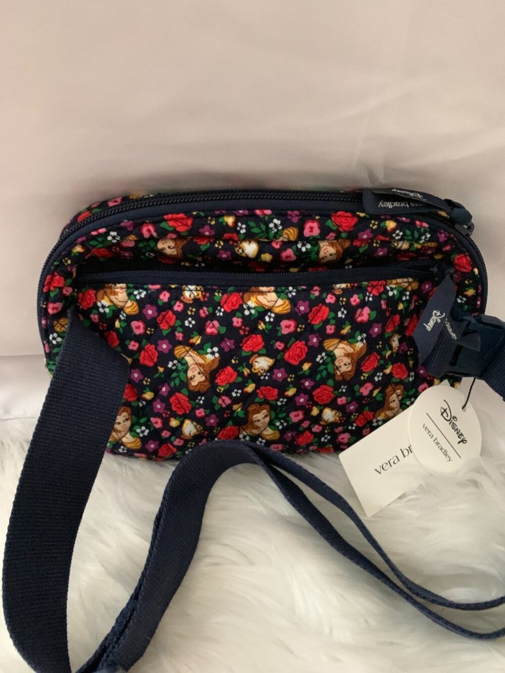 VERA BRADLEY X DISNEY Beauy & The Beast Belle Rose Floral Large Cube Belt Bag - Picture 4 of 5